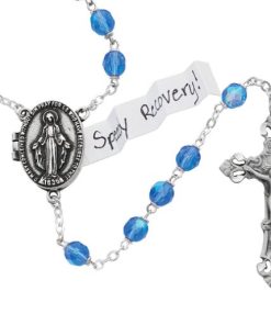 Miraculous Locket Rosary Center with Blue Beads