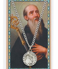 St Benedict Pewter Medal and Holy Card Set