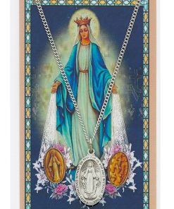 Pewter Miraculous Our Lady of Grace Medal with Holy Card