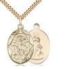 St Michael Oval Medal with Guardian Angel Back on 24in chain