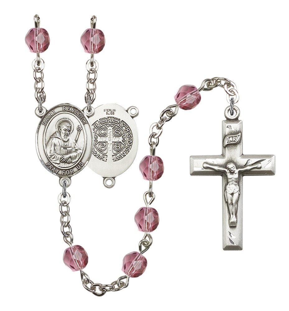St Benedict Rosary - Amethyst Beads