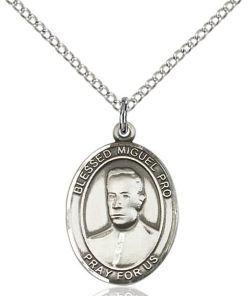Blessed Miguel Pro Medal - Sterling Silver with 18 in. Chain - Engravable