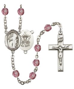 St Brendan the Navigator-Navy Rosary - Amethyst Beads (#R15346)
