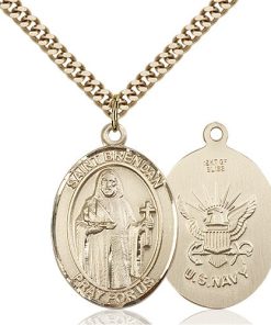 14kt Gold Filled St. Brendan the Navigator -  Navy Pendan