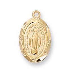 Miraculous Medal Charm in Gold Plated Sterling Silver