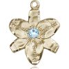 Chastity Medal - March Birthstone - 14 KT Gold #88155
