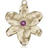Chastity Medal - February Birthstone - 14 KT Gold #88190