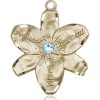 Chastity Medal - March Birthstone - 14 KT Gold #88191