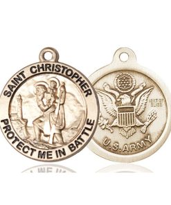 St Christopher Army Pendant - 14 KT Gold (#89901)