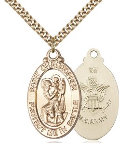 St Christopher Army Pendant - Gold Filled (#89905)