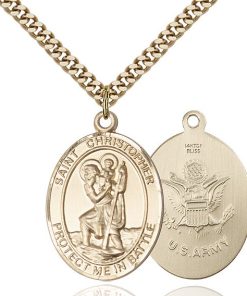 St Christopher Army Pendant - Gold Filled (#89915)