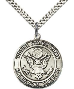 Sterling Silver Army - St. Christopher Pendant
