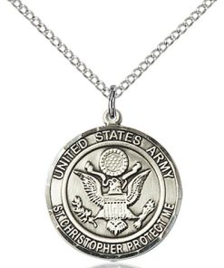 Sterling Silver Army - St. Christopher Pendant