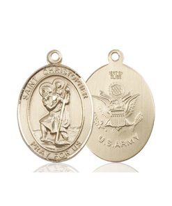 14kt Gold St. Christopher - Army Medal