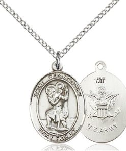 Sterling Silver St. Christopher - Army Pendant