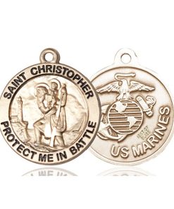 St Christopher Marines Pendant - 14 KT Gold (#89902)