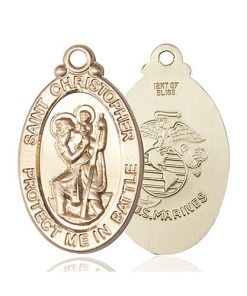 St Christopher Marines Pendant - 14 KT Gold (#89908)