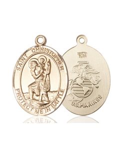St Christopher Marines Pendant - 14 KT Gold (#89912)