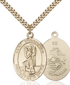 St Christopher Marines Pendant - Gold Filled (#89916)