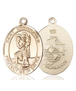 St Christopher Marines Pendant - 14 KT Gold (#89920)