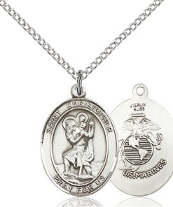 Sterling Silver St. Christopher - Marines Pendant