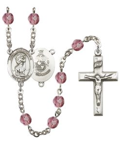 St Christopher-Marines Rosary - Amethyst Beads (#R15563)