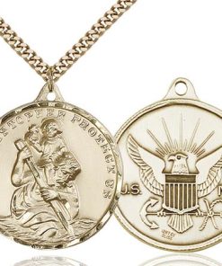 St. Christopher Navy Pendant - Gold Filled (#89733)