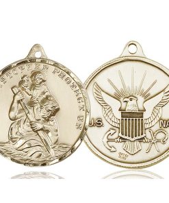 St Christopher Navy Pendant - 14 KT Gold (#89739)