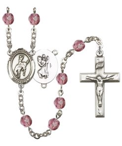 St Christopher - Rodeo Rosary - Amethyst Beads