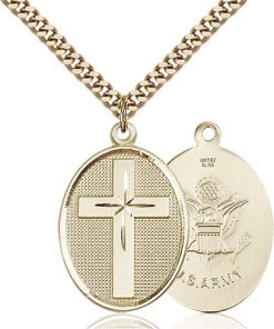 14kt Gold Filled Cross - Army Pendant
