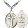 Sterling Silver Cross - Army Pendant
