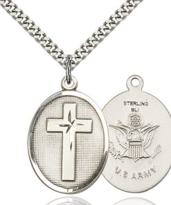 Sterling Silver Cross - Army Pendant