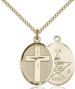 14kt Gold Filled Cross - Army Pendant