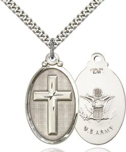 Sterling Silver Cross - Army Pendant