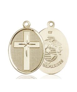 14kt Gold Cross - Marines Medal