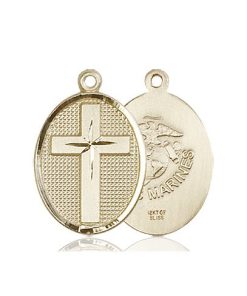 14kt Gold Cross - Marines Medal