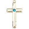 Cross Medal - December Birthstone - 14 KT Gold #88231