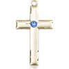 Cross Medal - September Birthstone - 14 KT Gold #88239
