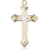 Cross Medal - April Birthstone - 14 KT Gold #88270