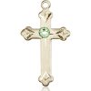 Cross Medal - August Birthstone - 14 KT Gold #88274