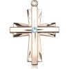 Cross Medal - March Birthstone - 14 KT Gold #88377