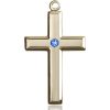 Cross Medal - September Birthstone - 14 KT Gold #88503