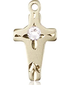 Cross Medal - April Birthstone - 14 KT Gold #88606