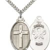 Sterling Silver Cross - National Guard Pendant