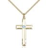 Cross Pendant - March Birthstone - Gold Filled #88221