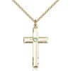 Cross Pendant - August Birthstone - Gold Filled #88226