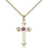 Cross Pendant - February Birthstone - Gold Filled #88256