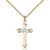 Cross Pendant - March Birthstone - Gold Filled #88257