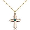 Cross Pendant - May Birthstone - Gold Filled #88295