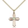 Cross Pendant - August Birthstone - Gold Filled #88298